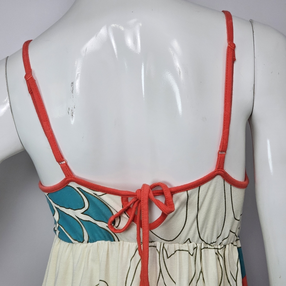 Ring Spun Lola Splice V-Neck Mini Dress, Cream, Burnt Orange, & Turq, EUC, Sz S - Picture 5 of 10